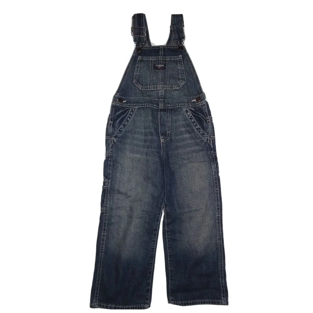 Boys OshKosh One-Piece Brooklyn overall conductor Bib Blue Jeans 18M - Picture 1 of 9